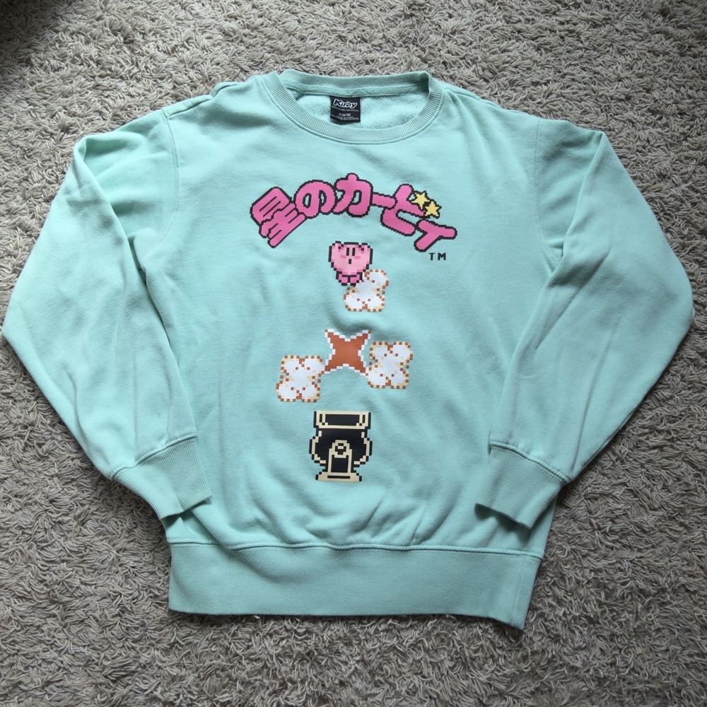 Kirby 1993 Nintendo Turquoise Sweatshirt Size S 34-36 Blue Pullover
